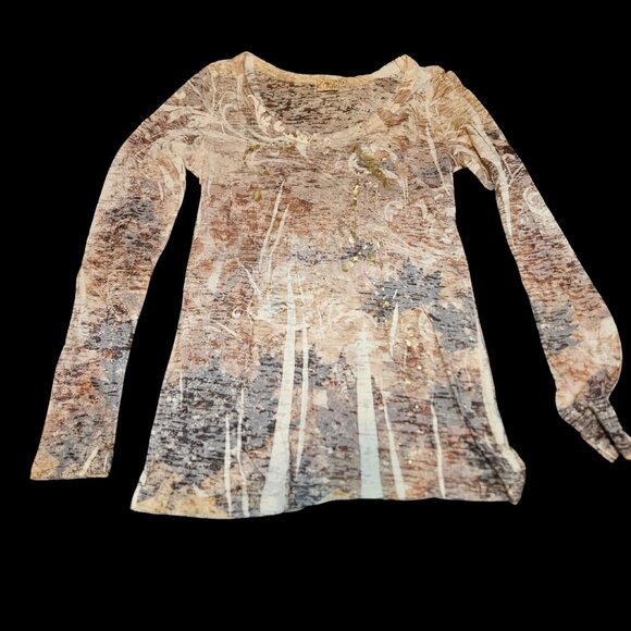 Day Trip Long Sleeve Graphic Top – Size Large – Abstract Nature Print - Picture 1 of 7